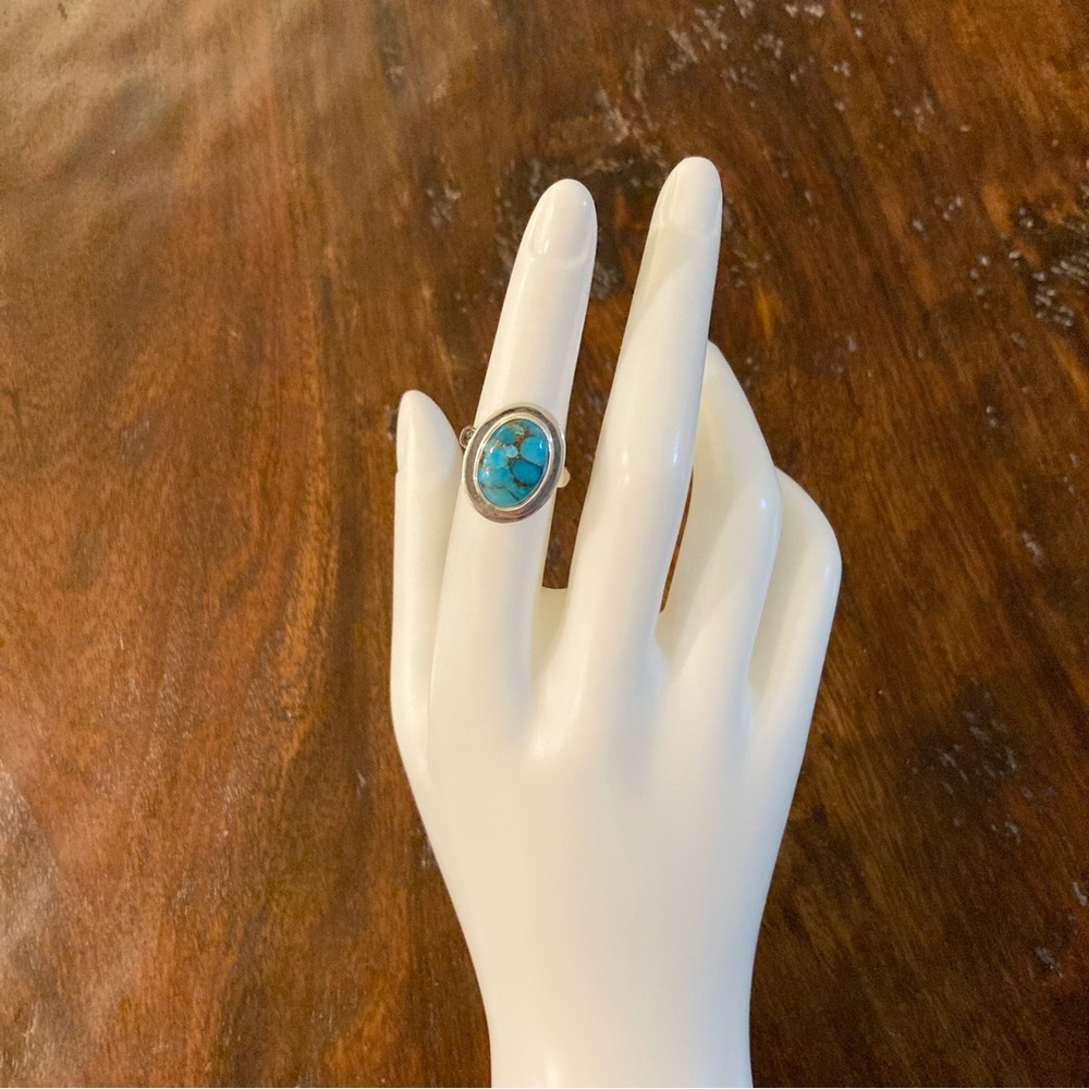 Turquoise Sterling Silver Ring Authentic Gemstone… - image 6